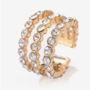 Elegant Gold and Silver Crystal Earring Cuff